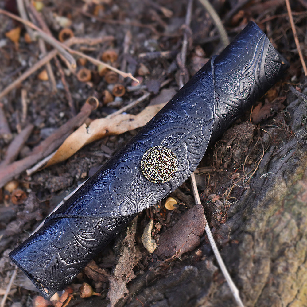 Wholesale Literary retro leather roller shutter fountain pen cowhide pencil case